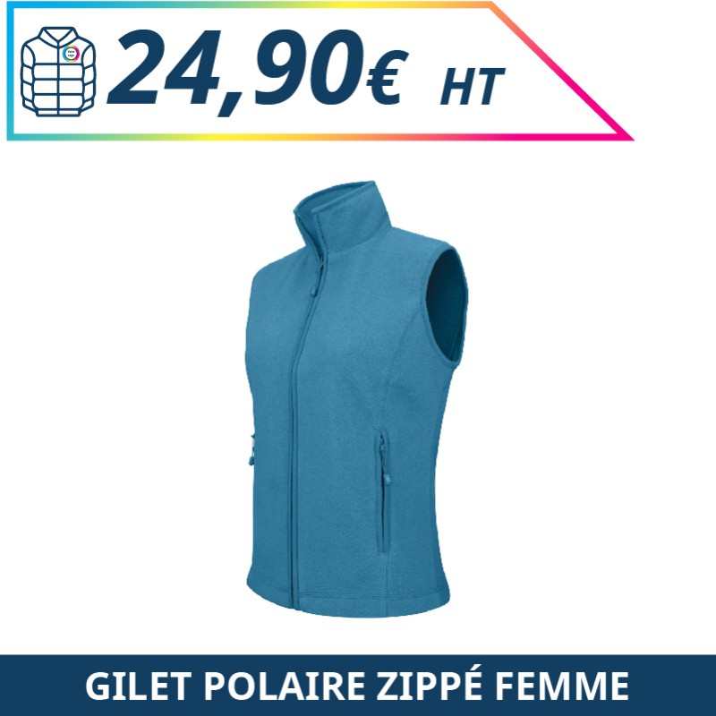 Gilet polaire zippé femme - Vestes à personnaliser - Imprimeur Marseille Textile Gilet polaire zippé femme - Vestes à personnaliser - Imprimeur Marseille Textile