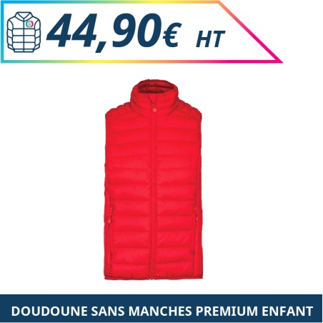 Doudoune sans manches premium enfant - Vestes à personnaliser - Imprimeur Marseille Textile