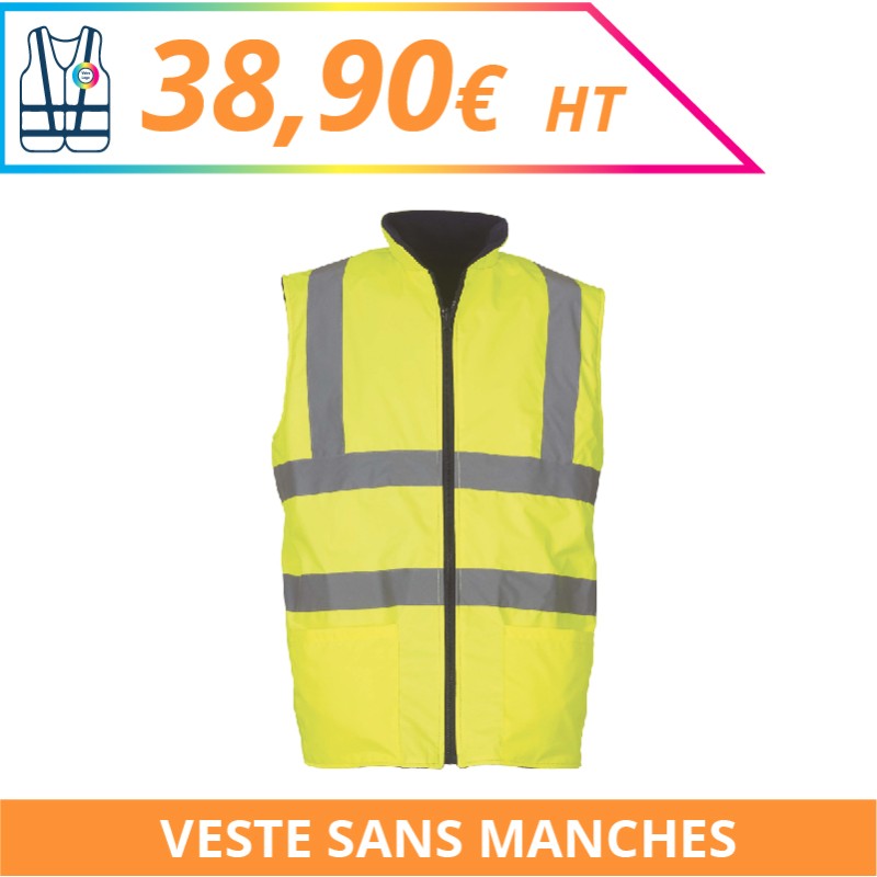 Veste sans manches haute visibilité - Chantier à personnaliser - Imprimeur Marseille Textile Veste sans manches haute visibilité - Chantier à personnaliser - Imprimeur Marseille Textile