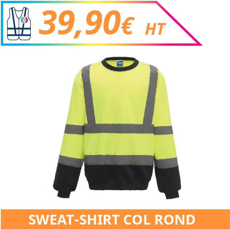 Sweat-shirt haute visibilité col rond - Chantier à personnaliser - Imprimeur Marseille Textile Sweat-shirt haute visibilité col rond - Chantier à personnaliser - Imprimeur Marseille Textile