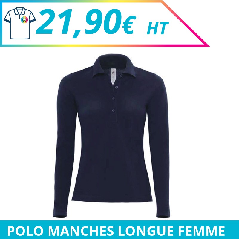Polo manche longue femme - Polos à personnaliser - Imprimeur Marseille Textile Polo manche longue femme - Polos à personnaliser - Imprimeur Marseille Textile