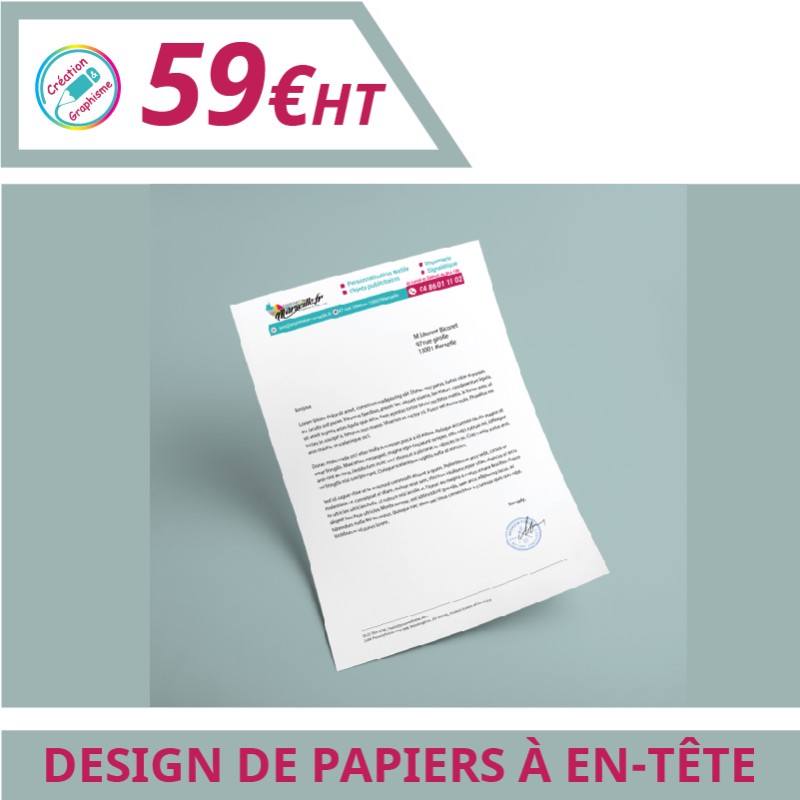 Design de vos papiers à en-tête - Graphisme à personnaliser - Imprimeur Marseille Textile Design de vos papiers à en-tête - Graphisme à personnaliser - Imprimeur Marseille Textile