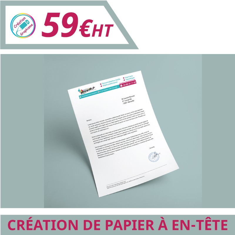 Design de vos papiers à en-tête - Graphisme à personnaliser - Imprimeur Marseille Textile Design de vos papiers à en-tête - Graphisme à personnaliser - Imprimeur Marseille Textile